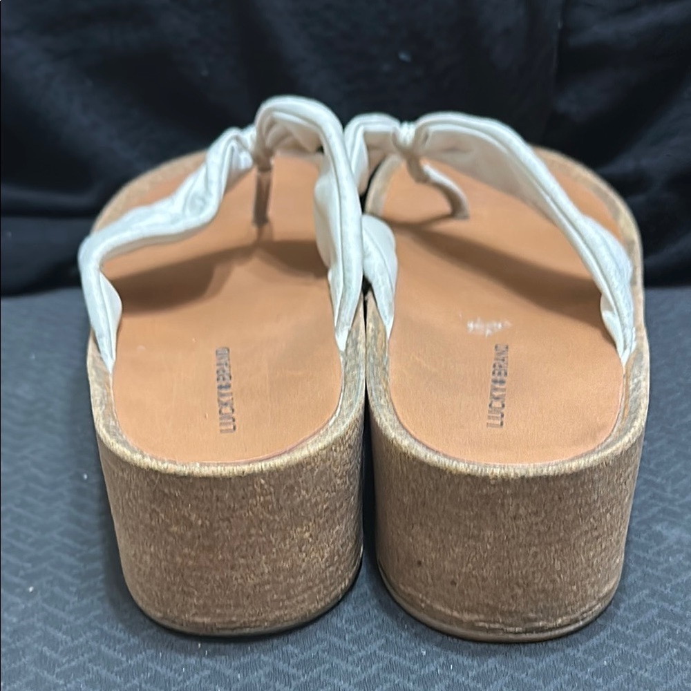 Lucky Brand White Sandals with Thong Style and Braided Straps - Picture 3 of 7